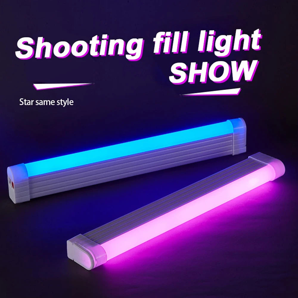 RGB LED Photography Lighting Portable Wand Handheld LED Video Light USB Rechargeable with Remote Control Adjustable Color