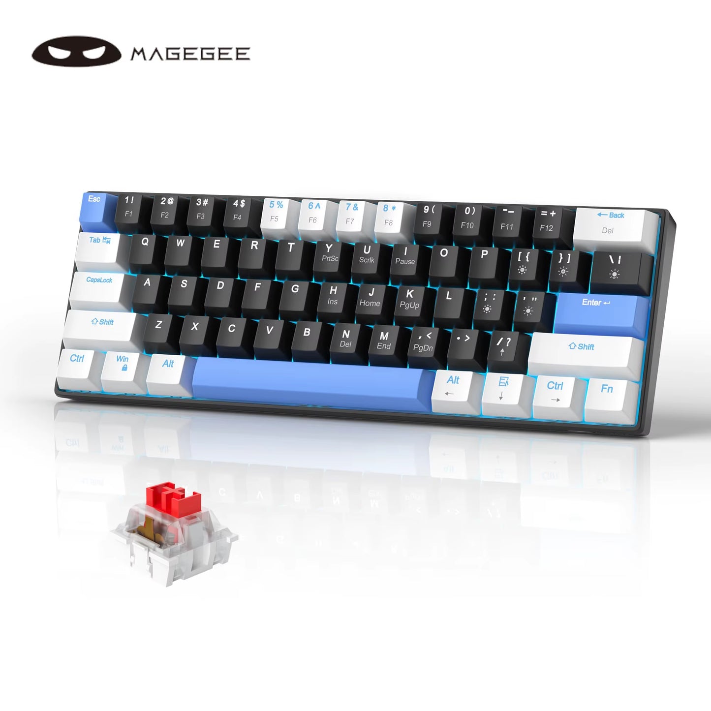 Mk-Star61 Mini 60% Mechanical Keyboard 61 Keys Wired LED Backlit Compact Gaming Keyboard for Laptop, Desktop, PC, Tablet