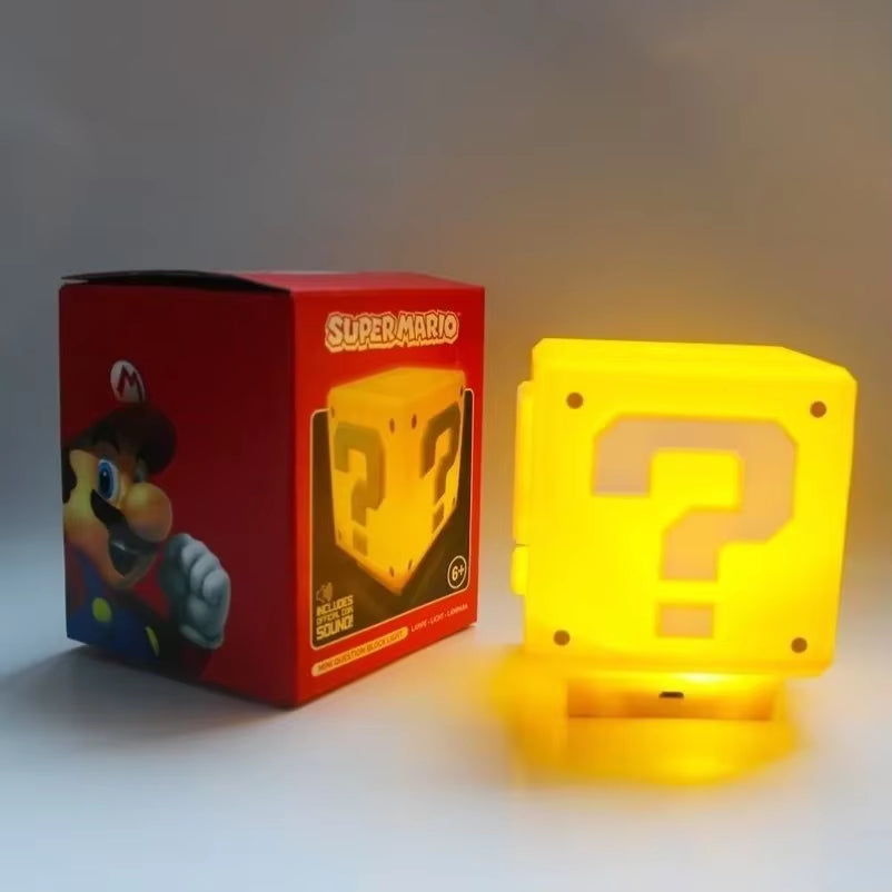 HOT 10Cm Super Mario Bros Figure LED Question Mark Brick Night Light USB Charging Anime Desk Lamp Statue Decorative Kids Gifts
