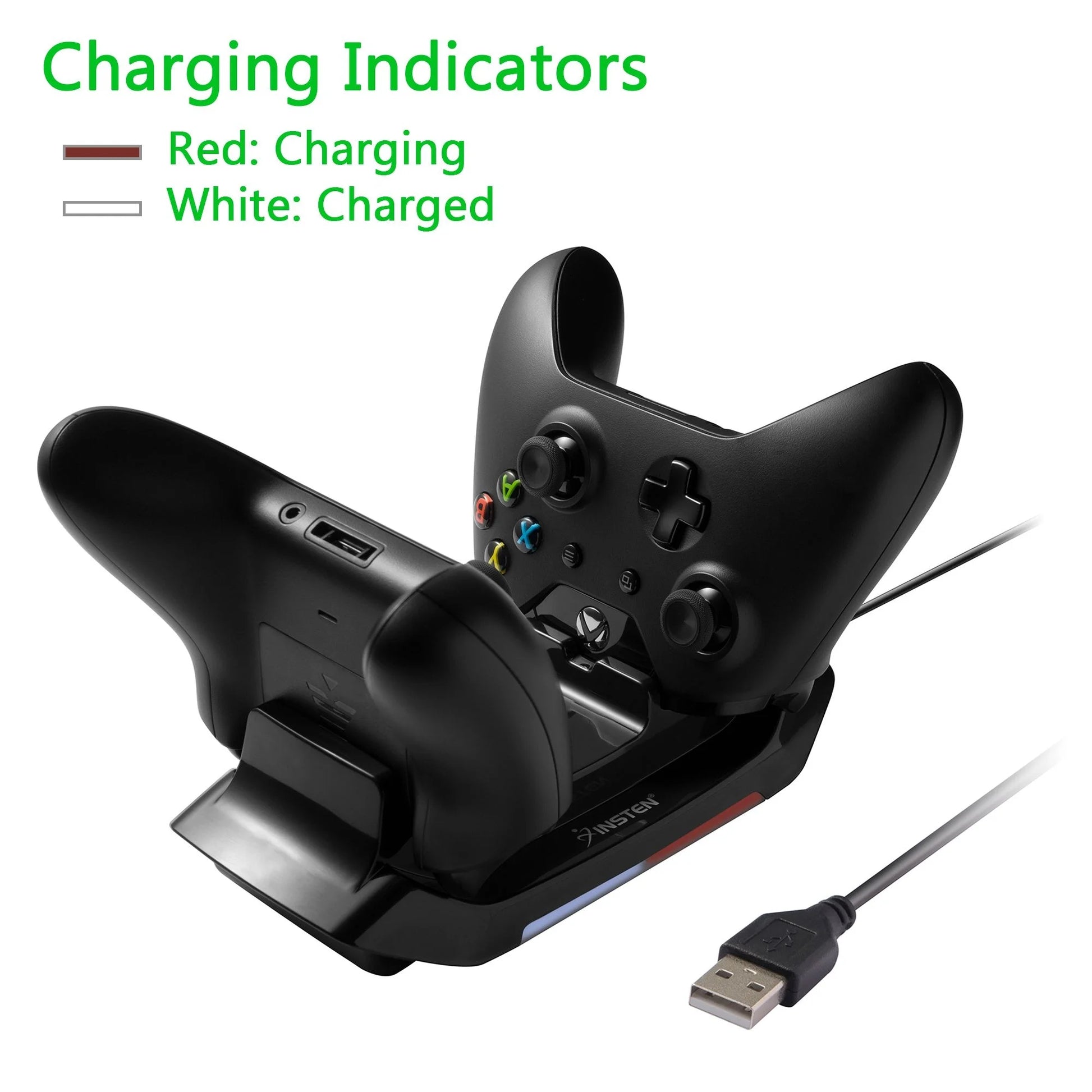 Xbox One Controller Charging Station Stand with 2 Rechargeable Battery Pack Charger Dock and USB Cable for Xbox One / Xbox One S / One Elite / Xbox One X