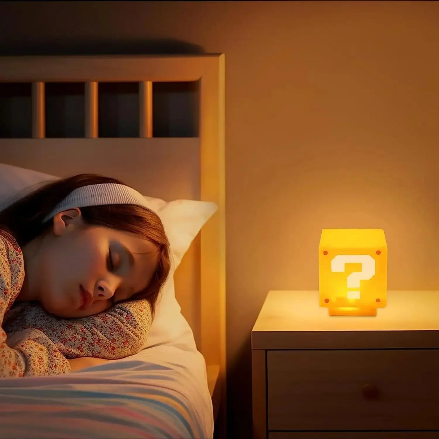 HOT 10Cm Super Mario Bros Figure LED Question Mark Brick Night Light USB Charging Anime Desk Lamp Statue Decorative Kids Gifts