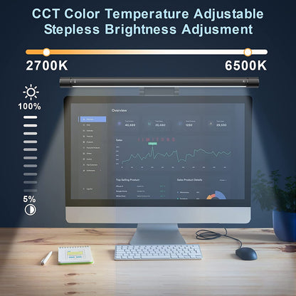 Computer Monitor Light Bar Screen Lamp: USB Powered LED Monitor Lamp with Stepless Dimming & Hue Adjustment & Memory Function & No Screen Glare for Desktop Office Home Work (Rotating Button Control)