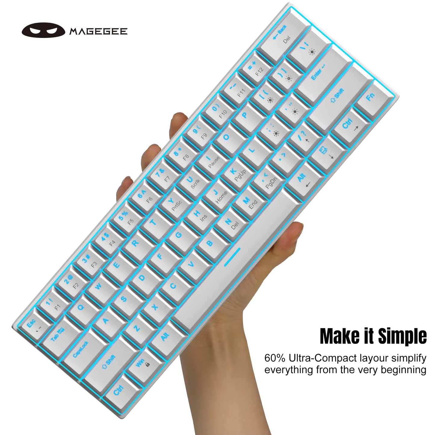 Mk-Star61 Mini 60% Mechanical Keyboard 61 Keys Wired LED Backlit Compact Gaming Keyboard for Laptop, Desktop, PC, Tablet