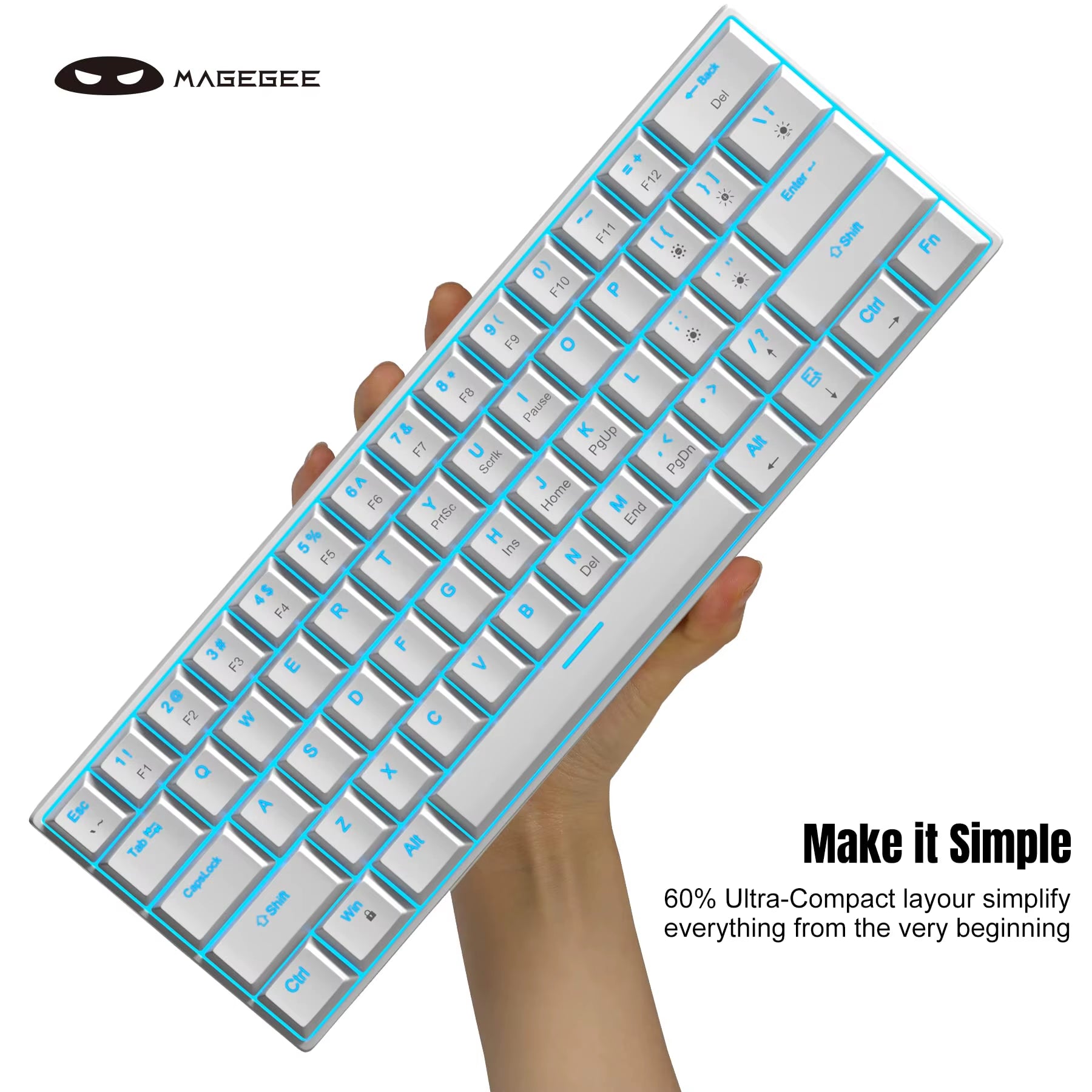 Mk-Star61 Mini 60% Mechanical Keyboard 61 Keys Wired LED Backlit Compact Gaming Keyboard for Laptop, Desktop, PC, Tablet