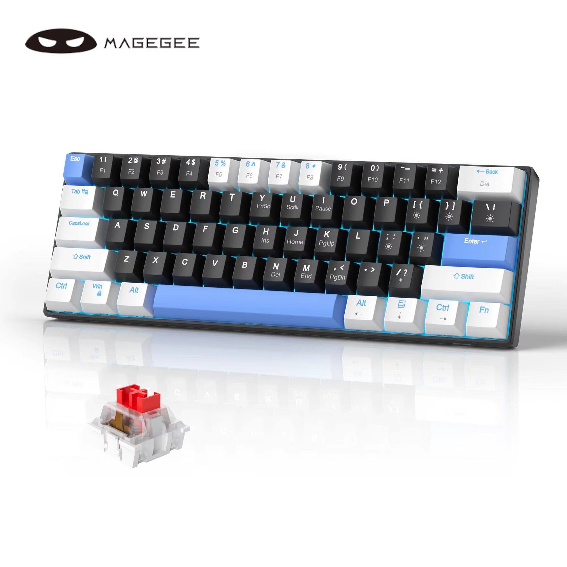 Mk-Star61 Mini 60% Mechanical Keyboard 61 Keys Wired LED Backlit Compact Gaming Keyboard for Laptop, Desktop, PC, Tablet