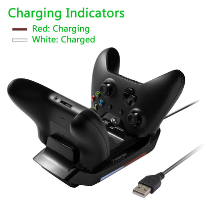 Xbox One Controller Charging Station Stand with 2 Rechargeable Battery Pack Charger Dock and USB Cable for Xbox One / Xbox One S / One Elite / Xbox One X