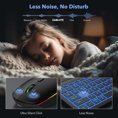 Wireless Keyboard and Mouse Bluetooth, Multi-Device Slim Portable Rechargeable B