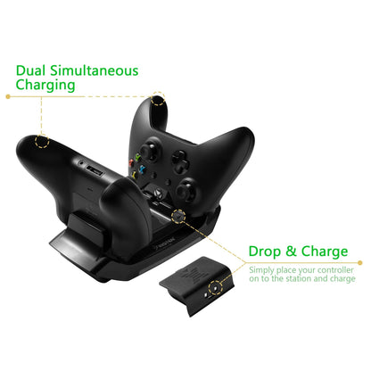 Xbox One Controller Charging Station Stand with 2 Rechargeable Battery Pack Charger Dock and USB Cable for Xbox One / Xbox One S / One Elite / Xbox One X