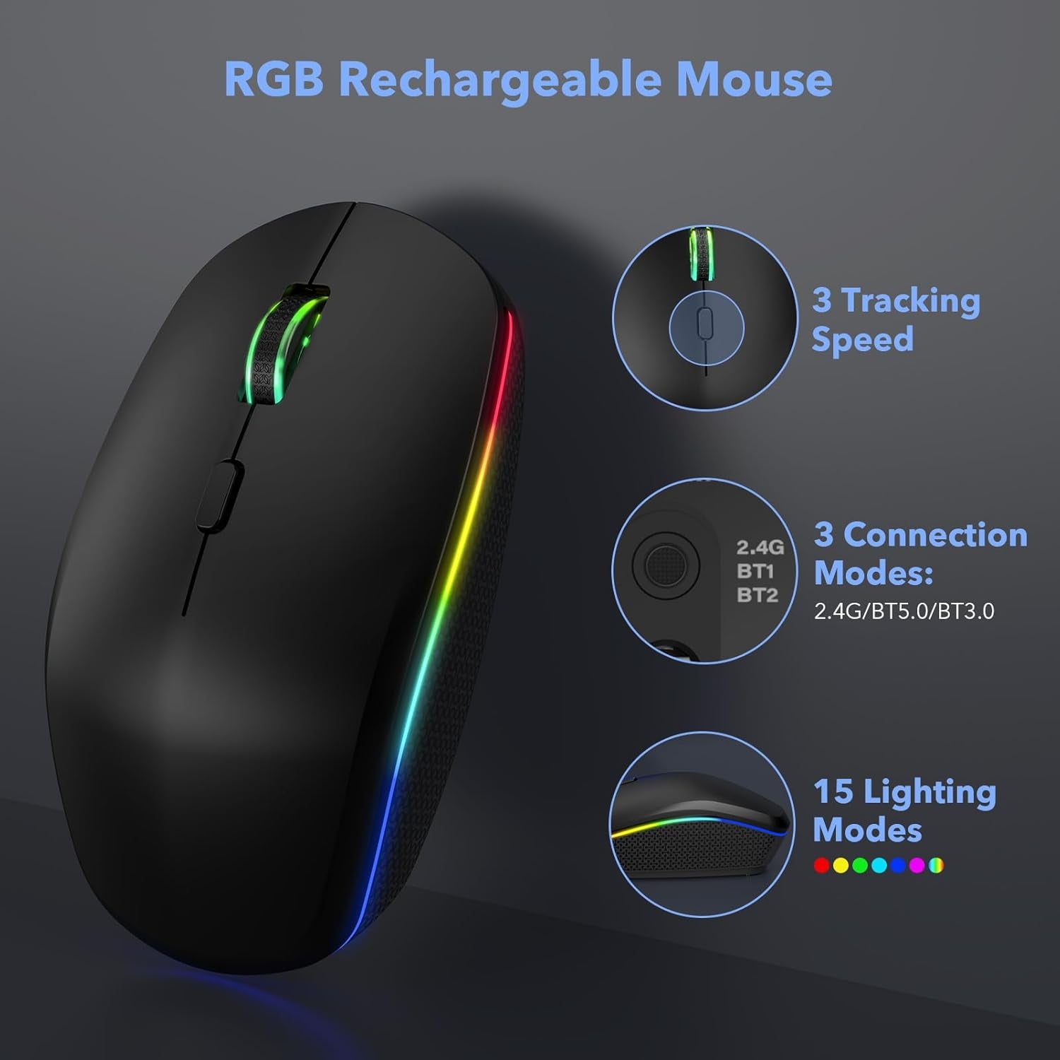 Wireless Keyboard and Mouse Bluetooth, Multi-Device Slim Portable Rechargeable B