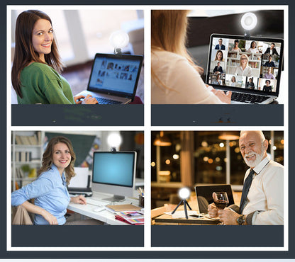 Video Conference 4 Inch Fill Light Computer Live Photography Light LED Selfie Light USB Powered round Camera Lamp Dimmable LED Ring Light with Phone Holder